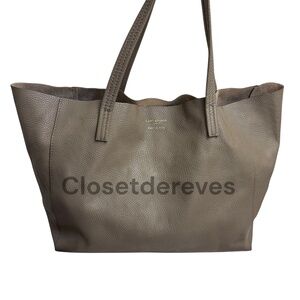 Kurt Geiger gray taupe leather large oversize tote shoulder bag instructured